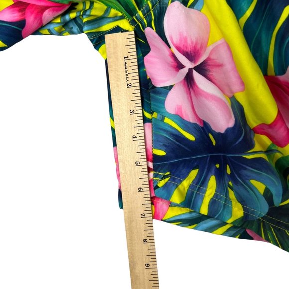US Surf Club Swimwear Short Mens Medium Yellow Pink Floral Tropical Trunk Mesh L - Picture 7 of 12